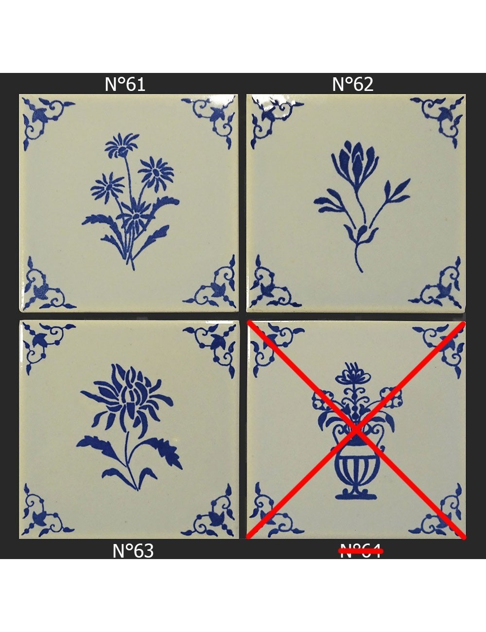 Ref : SÉRIE 1863 DÉCORS FLEURS  10,8x10,8